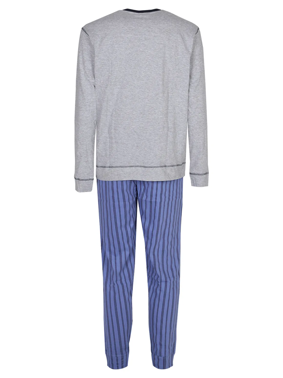 Lonsdale Pigiama lungo da uomo in cotone con pantaloni a righe