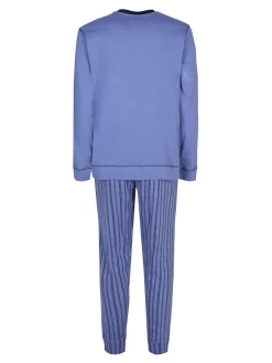 Lonsdale Pigiama lungo da uomo in cotone con pantaloni a righe