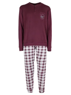 Lonsdale Pigiama lungo da uomo con pantaloni a quadri