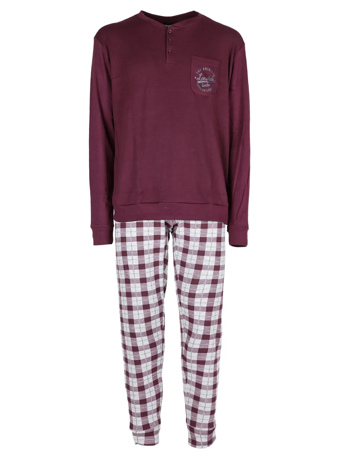 Lonsdale Pigiama lungo da uomo con pantaloni a quadri