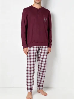Lonsdale Pigiama lungo da uomo con pantaloni a quadri
