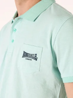 Lonsdale Polo da uomo in cotone a maniche corte con taschino - acqua marina