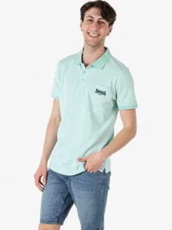 Lonsdale Polo da uomo in cotone a maniche corte con taschino - acqua marina