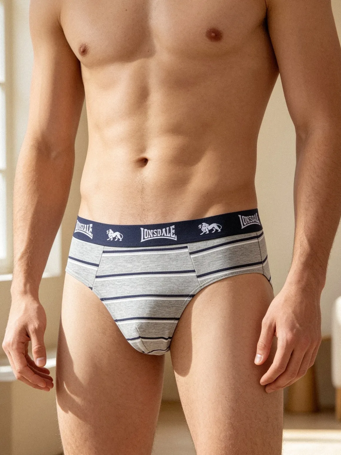 Lonsdale Slip rigati da uomo in cotone - grigio