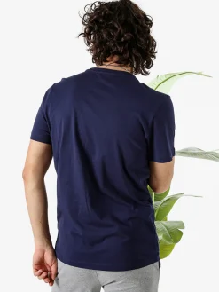 Lonsdale T-shirt da uomo in cotone con taschino a filetto e logo - blu scuro