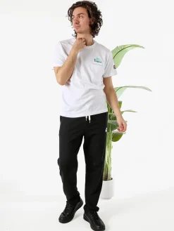 Lonsdale T-shirt da uomo in cotone con taschino a filetto e logo - bianco