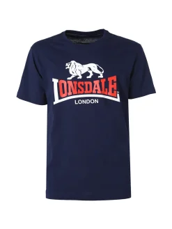 Lonsdale T-shirt da uomo in cotone con logo - blu scuro