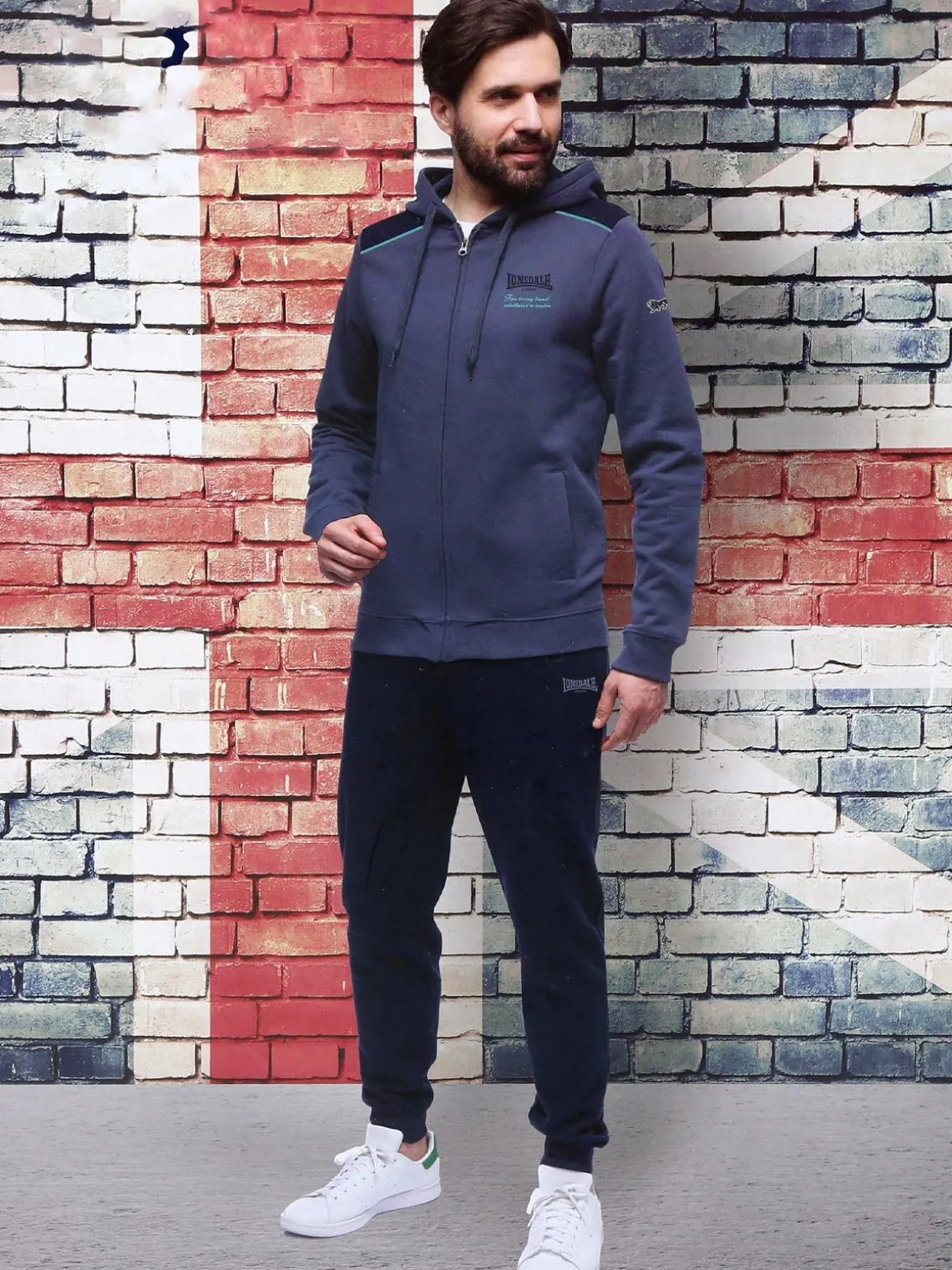 Lonsdale Tuta da uomo 2 pezzi con cappuccio e zip