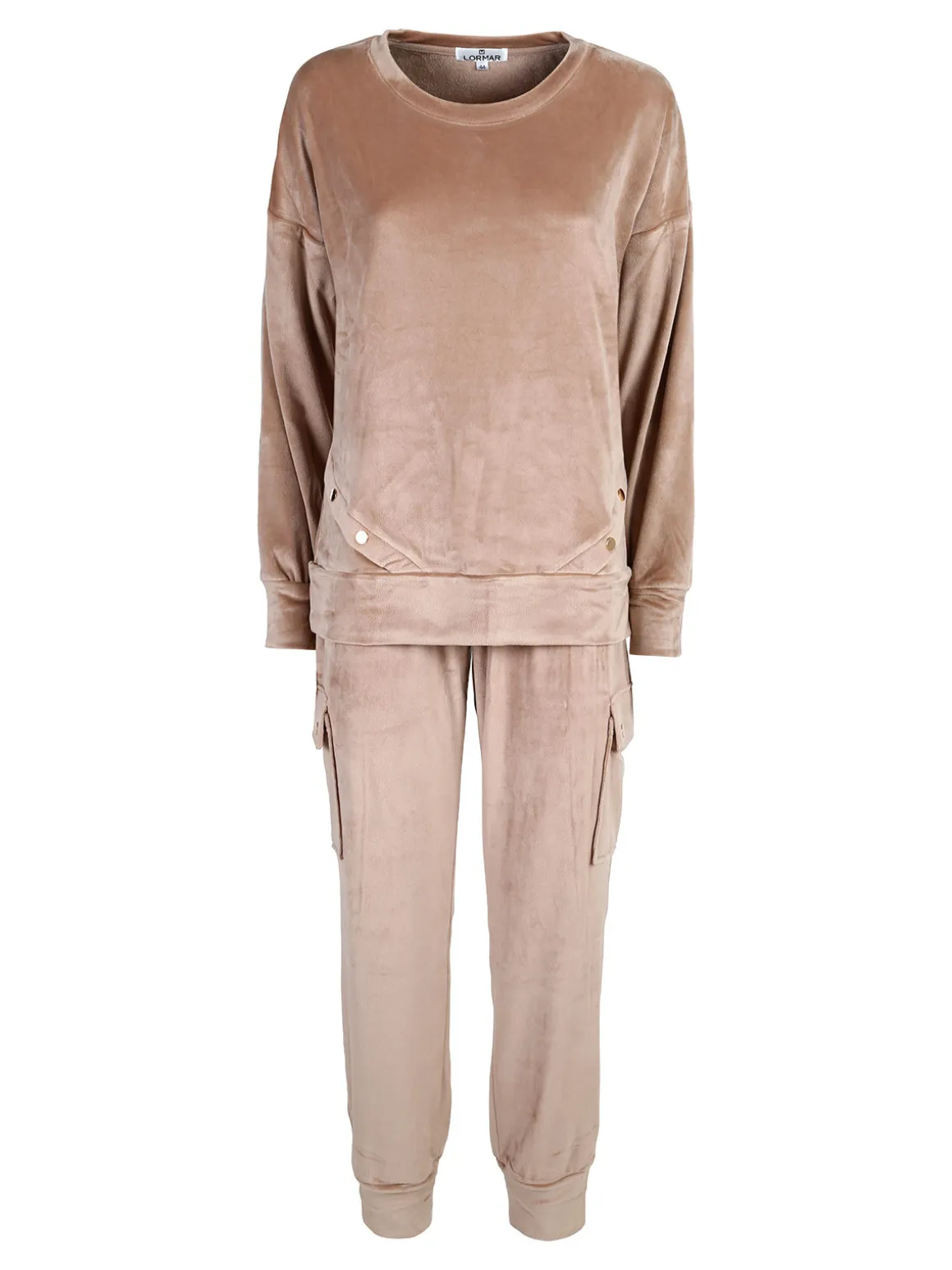 Lormar Completo tuta da donna in ciniglia soft con tasconi - khaki