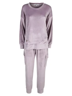 Lormar Completo tuta da donna in ciniglia soft con tasconi - lilla