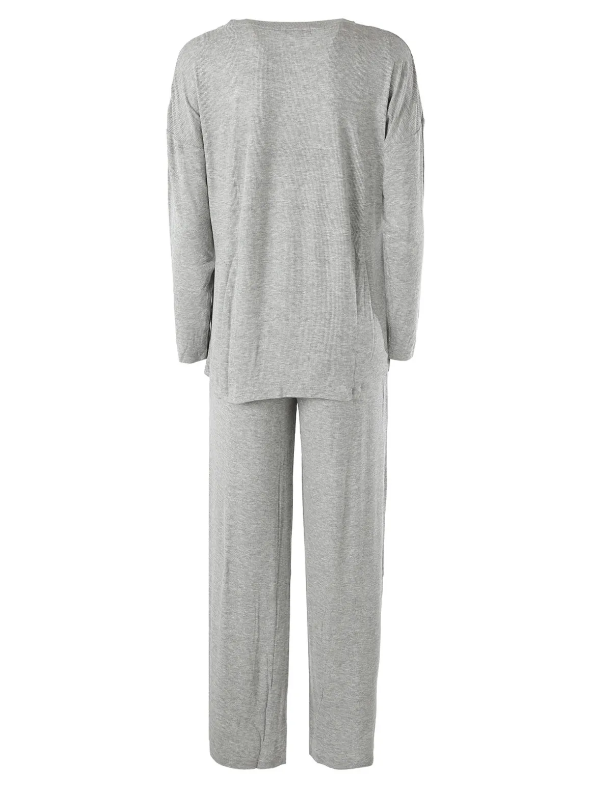 Lormar FITNESS Pigiama lungo da donna in viscosa con scollo tondo - grigio