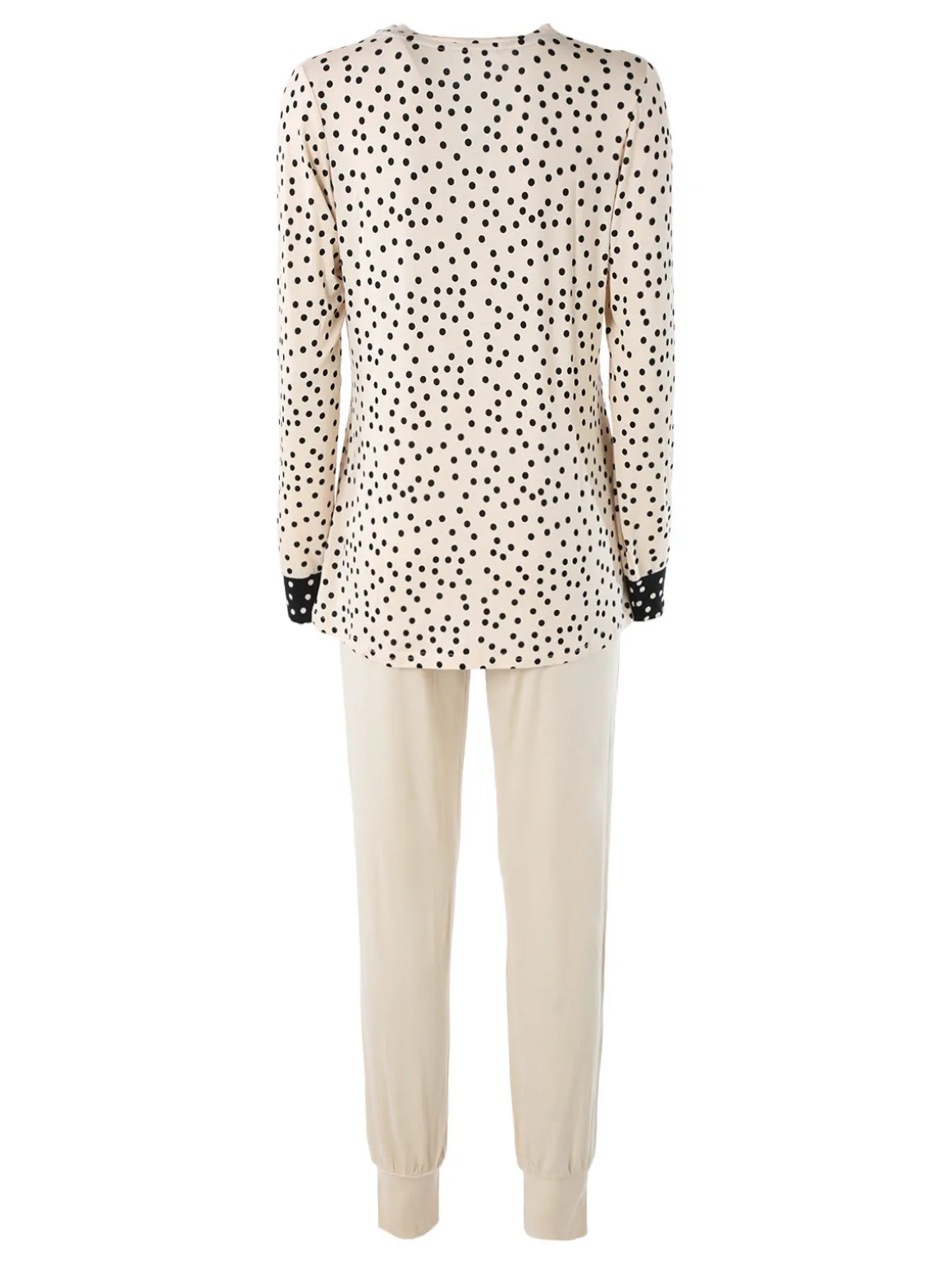 Lormar LIAISON Pigiama lungo da donna in viscosa con stampa a pois - beige