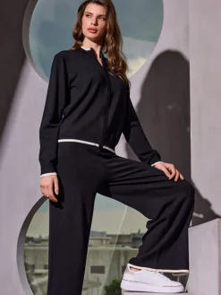 Lormar SELFIE Completo tuta da donna full zip in maglia leggera rasata - nero
