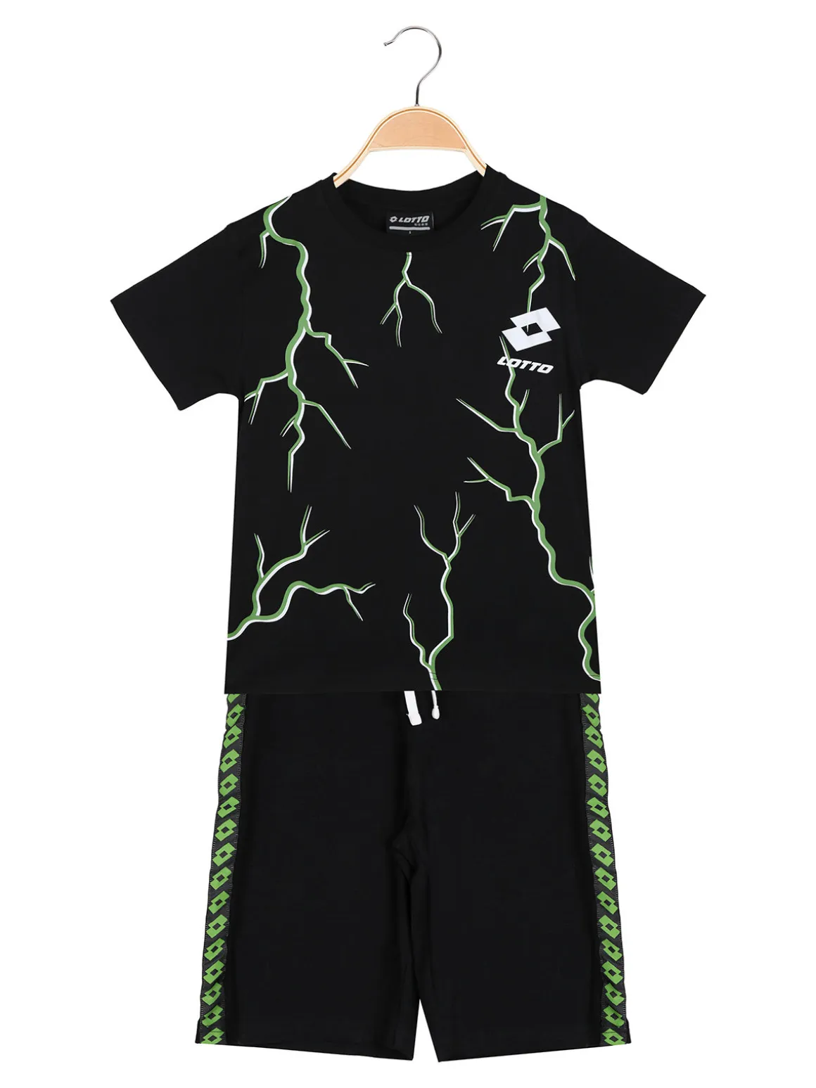 Lotto Completo corto da bambino in cotone con t-shirt e bermuda - nero