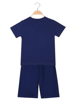 Lotto Completo corto da bambino in cotone con t-shirt e bermuda - blu