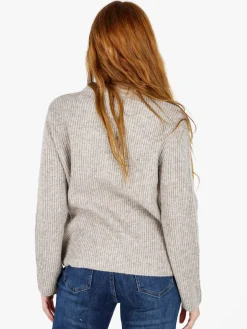 Louise Doro Cardigan donna in maglia con bottoni e taschini - sabbia