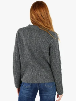 Louise Doro Cardigan donna in maglia con bottoni e taschini - grigio scuro