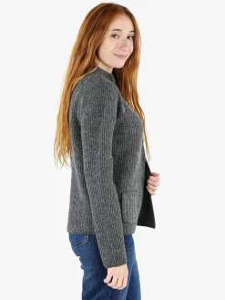 Louise Doro Cardigan donna in maglia con bottoni e taschini - grigio scuro