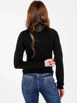 Louise Doro Dolcevita donna in maglia tinta unita - nero