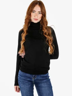 Louise Doro Dolcevita donna in maglia tinta unita - nero
