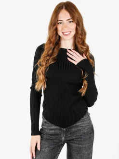 Louise Doro Maglia donna a costine con finale a punta - nero