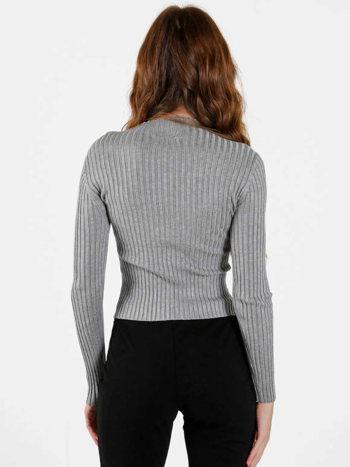 Louise Doro Maglia donna a costine con finale a punta - grigio