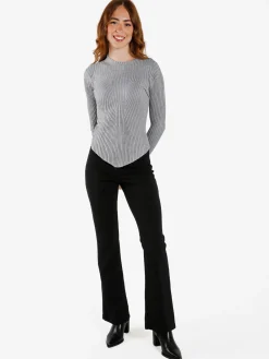 Louise Doro Maglia donna a costine con finale a punta - grigio