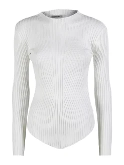 Louise Doro Maglia donna a costine con finale a punta - bianco