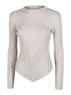 Louise Doro Maglia donna a costine con finale a punta - beige