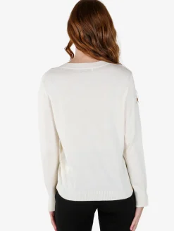 Louise Doro Maglia donna con girocollo decorato - bianco