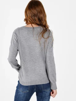 Louise Doro Maglia donna con girocollo decorato - grigio