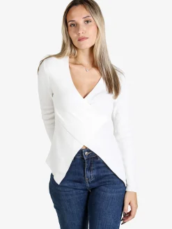 Louise Doro Maglia donna incrociata con finale a punta - bianco