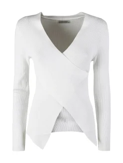 Louise Doro Maglia donna incrociata con finale a punta - bianco