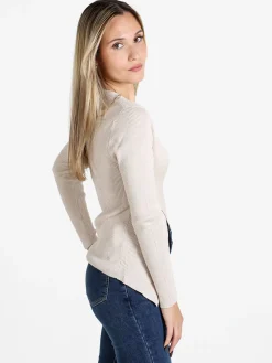 Louise Doro Maglia donna incrociata con finale a punta - beige