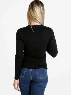 Louise Doro Maglia donna incrociata con finale a punta - nero