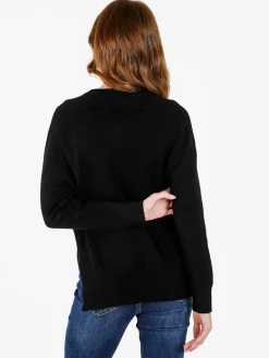 Louise Doro Maglia donna tinta unita con spacchi laterali - nero