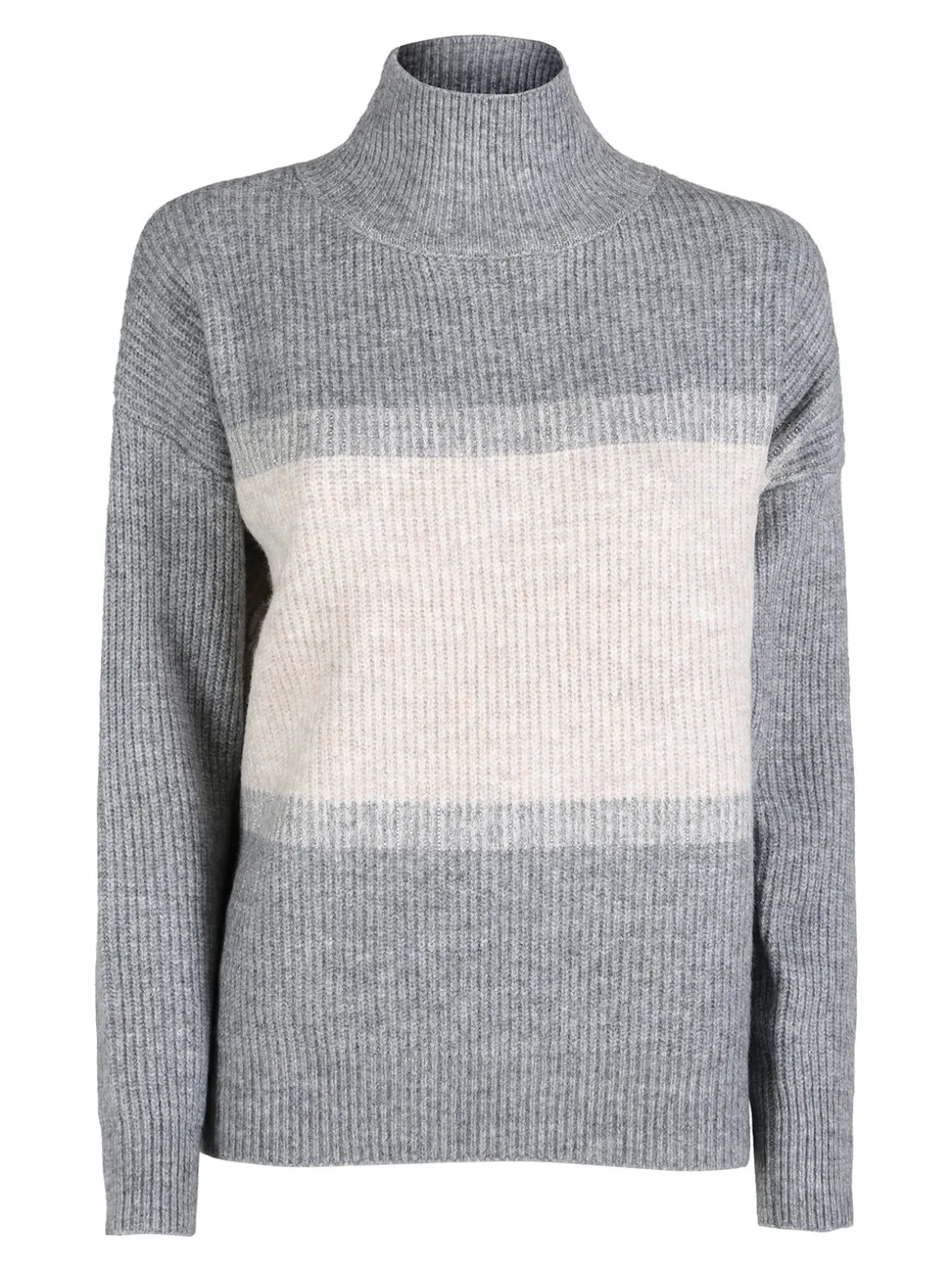 Louise Doro Maglione donna accollato a blocchi di colore con strass - grigio
