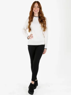 Louise Doro Maglione donna con bordi a contrasto - bianco