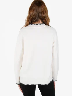 Louise Doro Maglione donna con bordi a contrasto - bianco