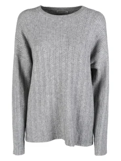 Louise Doro Maglione donna oversize a trecce con strass - grigio