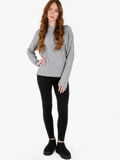 Louise Doro Maglione donna oversize a trecce con strass - grigio