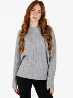 Louise Doro Maglione donna oversize a trecce con strass - grigio