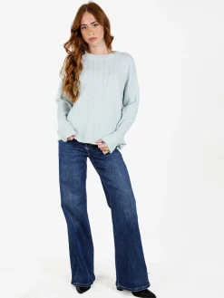 Louise Doro Maglione donna oversize a trecce con strass - ghiaccio