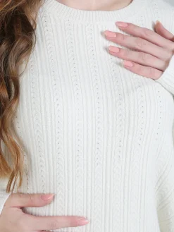 Louise Doro Maglione donna oversize a trecce con strass - panna