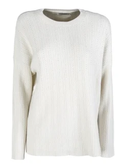 Louise Doro Maglione donna oversize a trecce con strass - panna