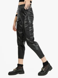 Louise Doro Pantaloni donna effetto pelle a vita alta