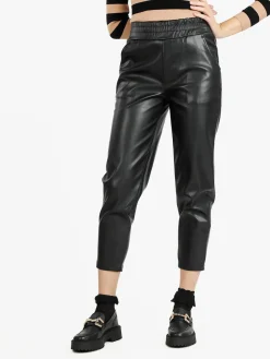 Louise Doro Pantaloni donna effetto pelle a vita alta
