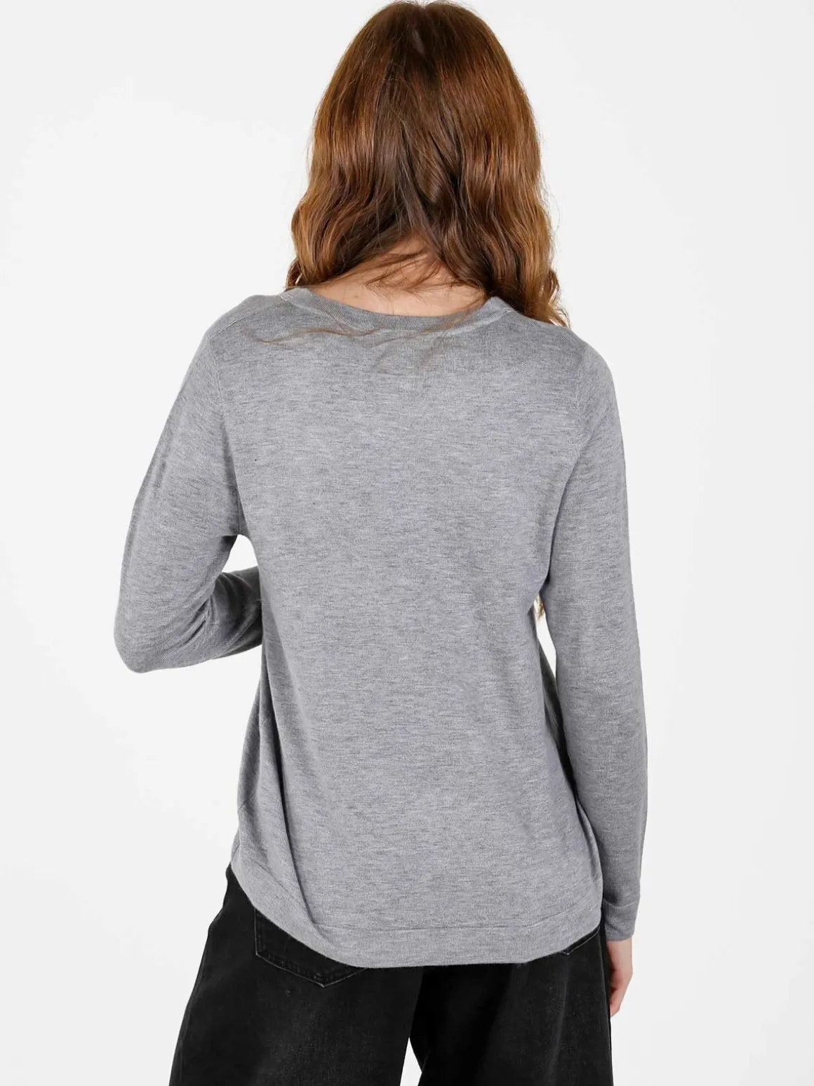 Louise Doro Pullover donna in maglia con scollo a V - grigio