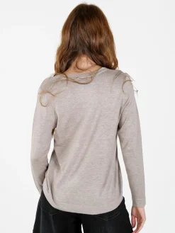Louise Doro Pullover donna in maglia con scollo a V - sabbia