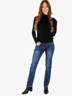 Louise Doro Pullover donna in maglia a collo alto - nero
